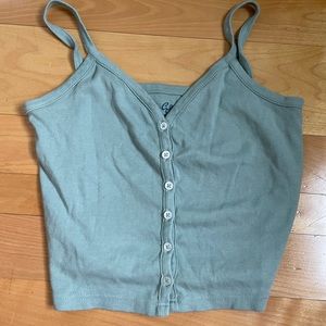 brandy melville green/blue button up tank top